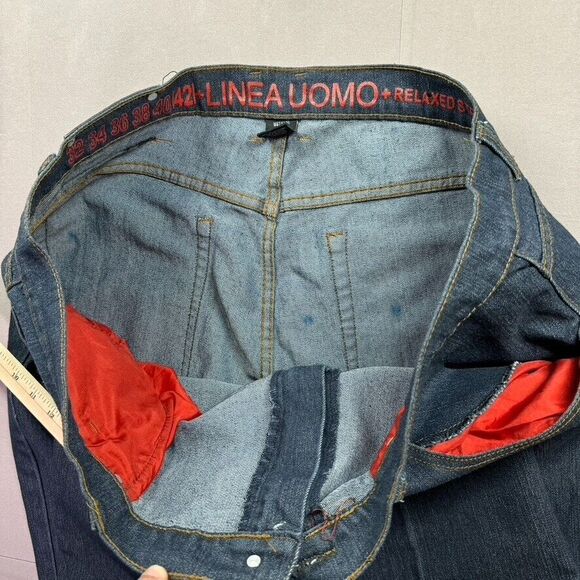 Linea Uomo Jeans Mens 42x30 Blue Relaxed Baggy Denim Skate Grunge Dark Wash‎ - Picture 11 of 16